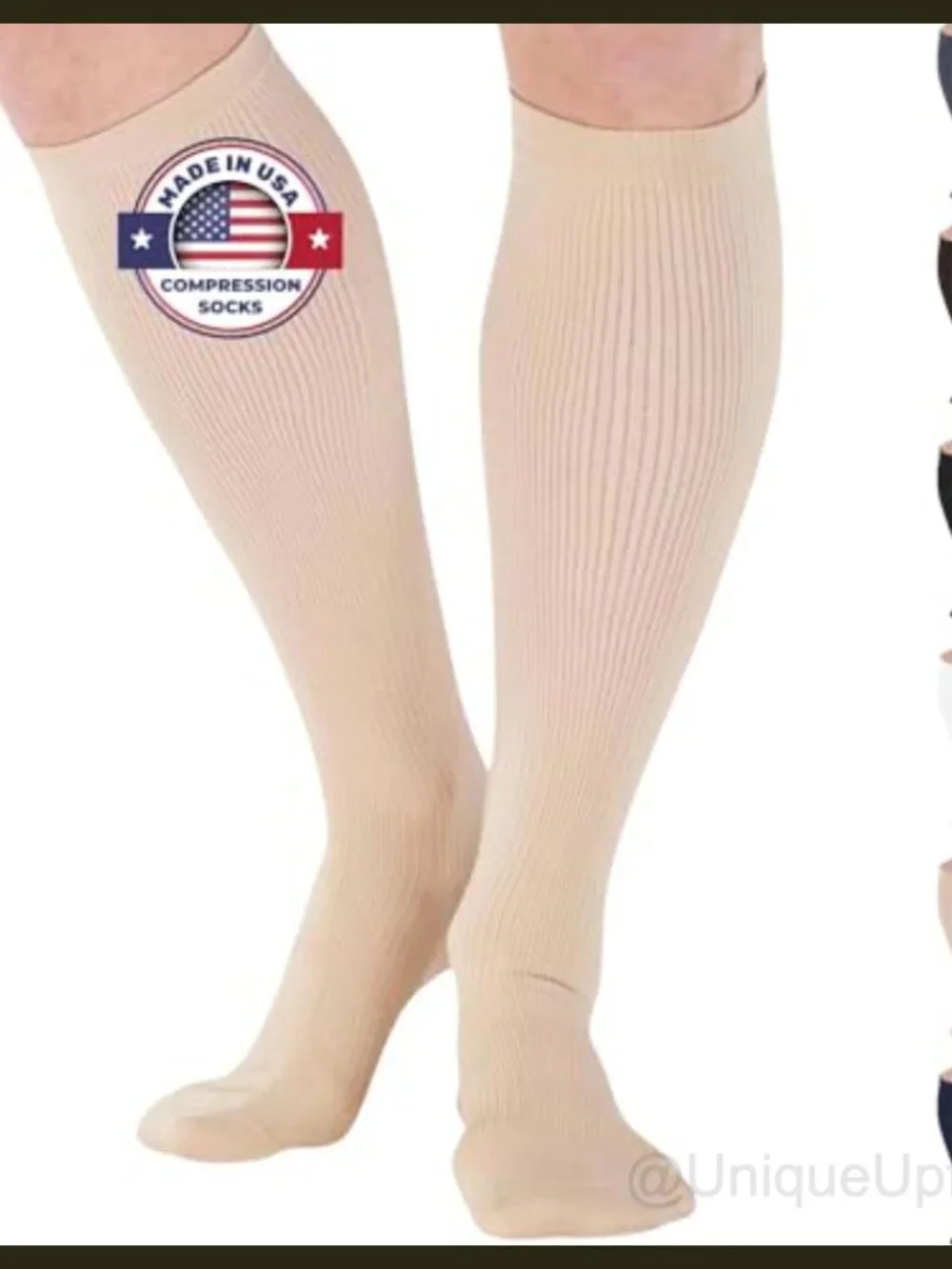 Men's Opaque Compression Socks 20-30mmHg Reinforced Heel Toe Made in USA